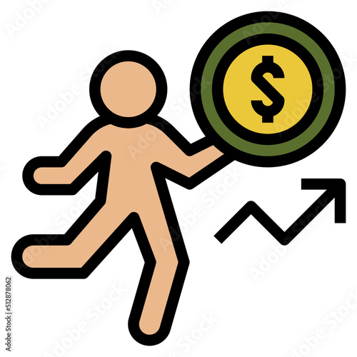 Money function outline filled color icon