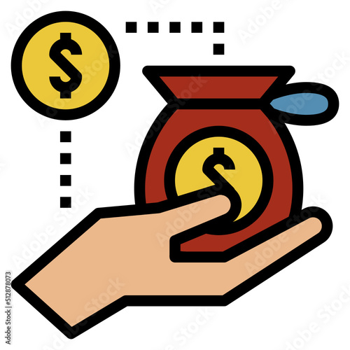 Money supply outline filled color icon