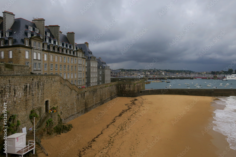 View of a beach in Saint Malo, Brittany, France