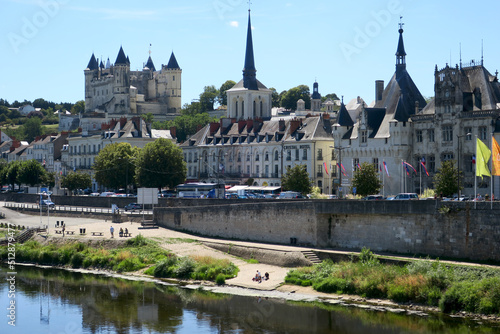 View of Saumur from a bridge over the river Loire