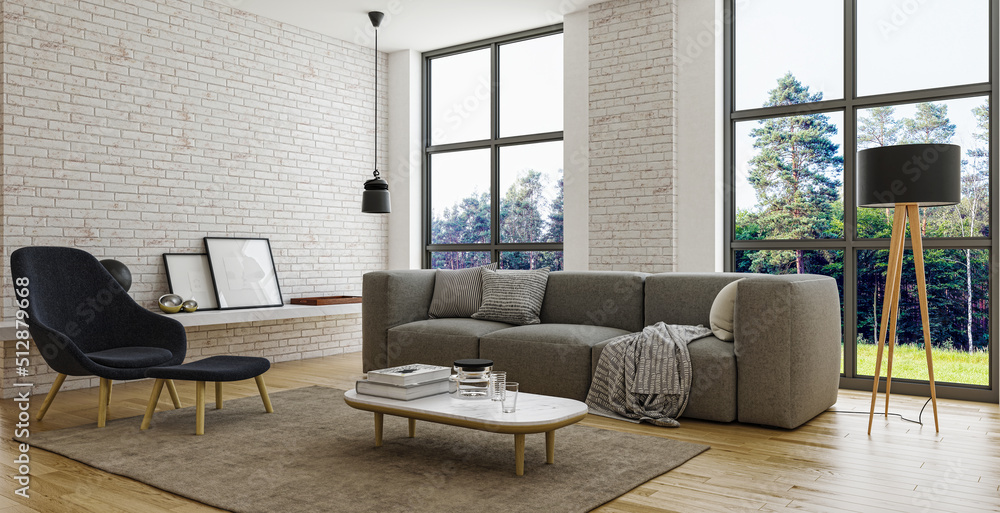 Illustration 3D rendering large luxury modern bright interiors Living room mockup computer digitally generated image Illustration 3D rendering large luxury modern bright interiors Living room mockup computer digitally generated image