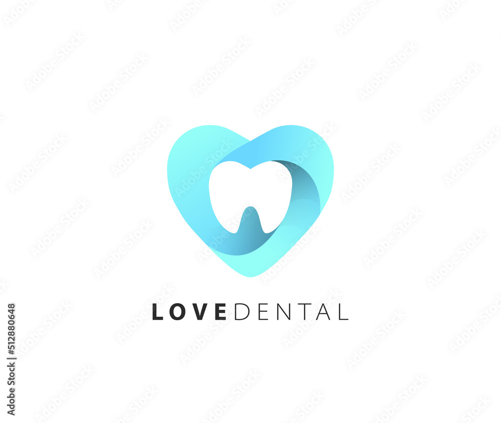 Love Dental Heart Shape logo design