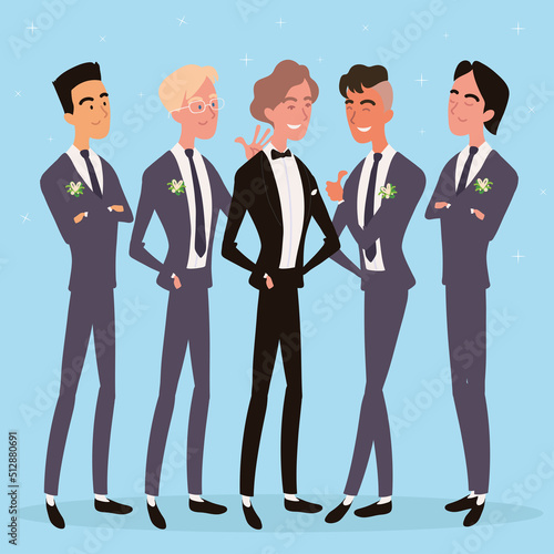 wedding groom and groomsmen