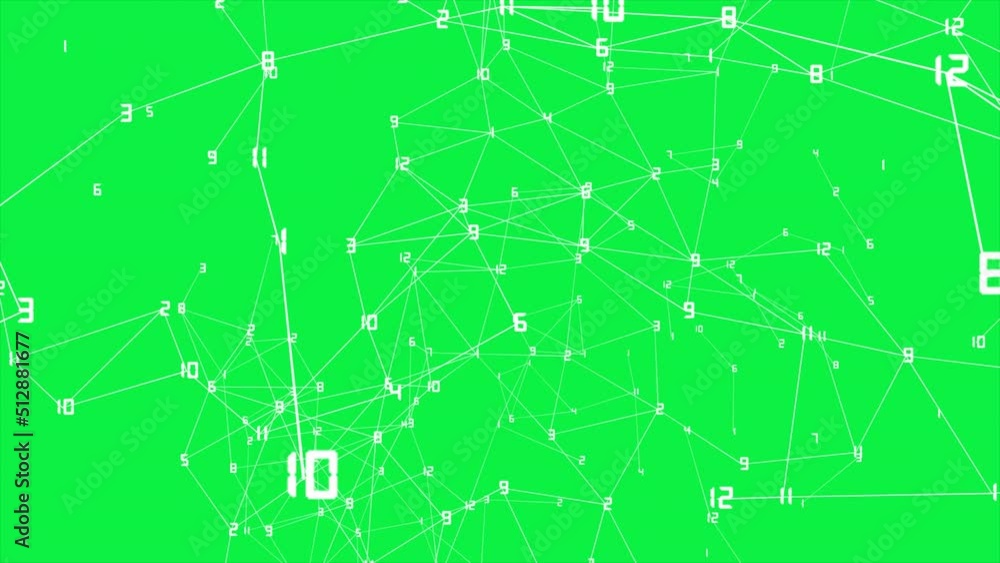 Sci-fi connections animation element on green screen. Abstract technological web, hi-tech 3d object, white lines and digits floating slowly Sci-fi connections animation element on green screen. Abstract technological web, hi-tech 3d object, white lines and digits floating slowly