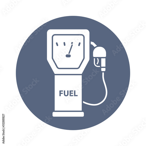 Gas fuel pump icon, gasoline petrol filling station vector flat sign.