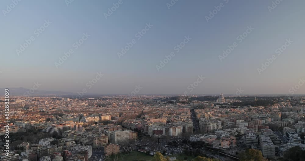 Rome from above with a beautiful sunset light Rome from above with a beautiful sunset light