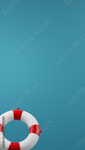 3d render. a lifebuoy in the water . 3d illustration