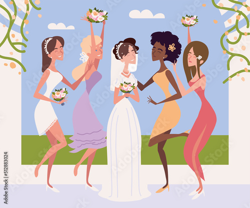 bride and bridesmaids portrait
