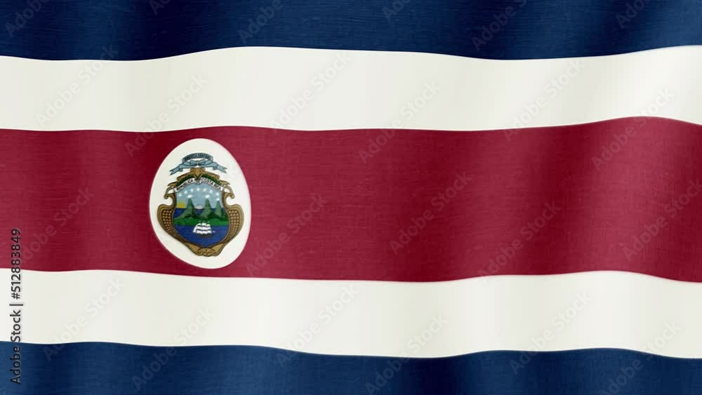 Animation of the national flag of the country of Costa Rica fluttering in the wind with a fabric texture in 4K Animation of the national flag of the country of Costa Rica fluttering in the wind with a fabric texture in 4K