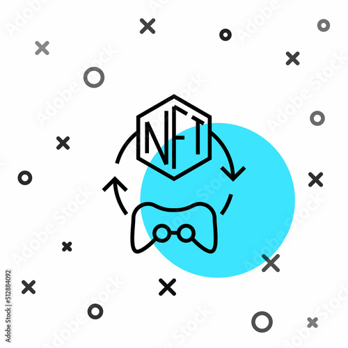 Black line NFT Digital crypto art icon isolated on white background. Non fungible token. Random dynamic shapes. Vector