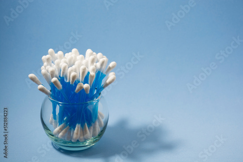 Group of cotton cotonetes for personal hygiene.  photo