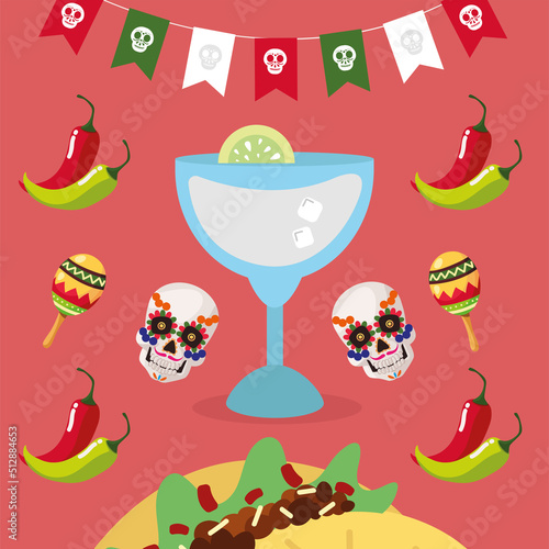 tequila taco and skulls