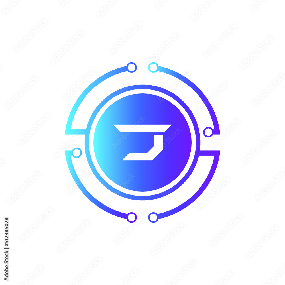 Creative Letter J logo design with point or dot symbol Creative Letter J logo design with point or dot symbol