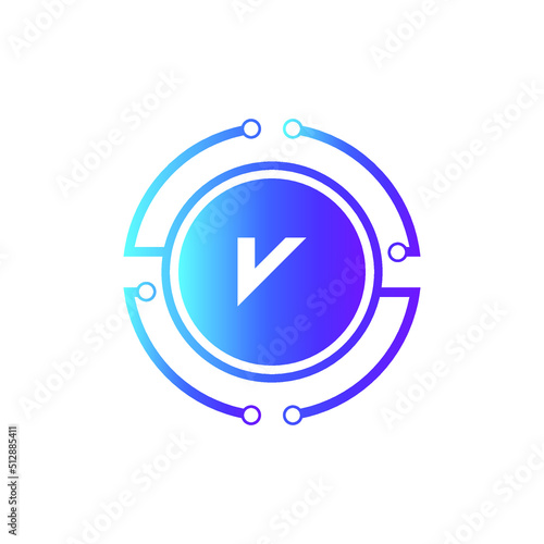 Creative Letter V logo design with point or dot symbol