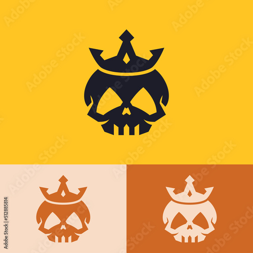 minimalist simple king skull logo design
