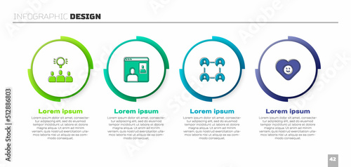 Set Project team base, Video chat conference, BFF or best friends forever and Good relationship. Business infographic template. Vector