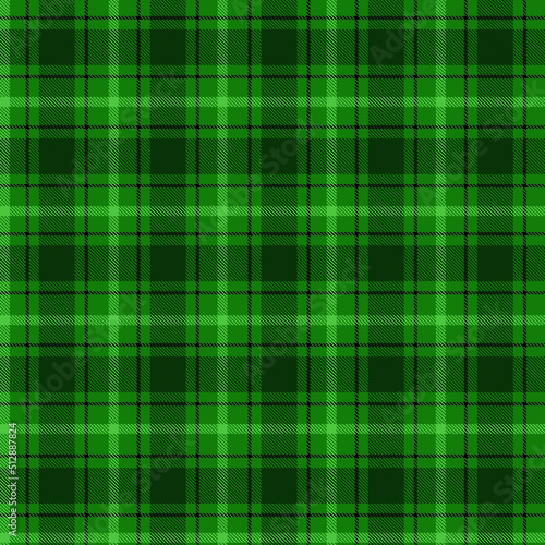 Plaid pattern vector in green, black. Seamless texture tartan check dark background graphic for flannel shirt, throw, blanket, other modern spring autumn winter fashion textile design