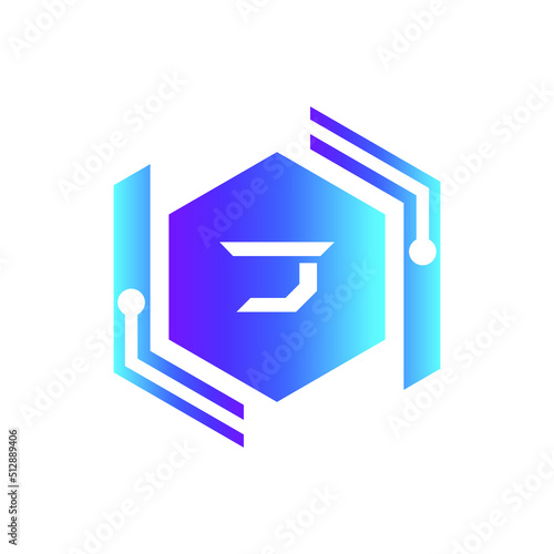Creative Letter J logo design with point or dot symbol