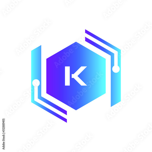 Creative Letter K logo design with point or dot symbol