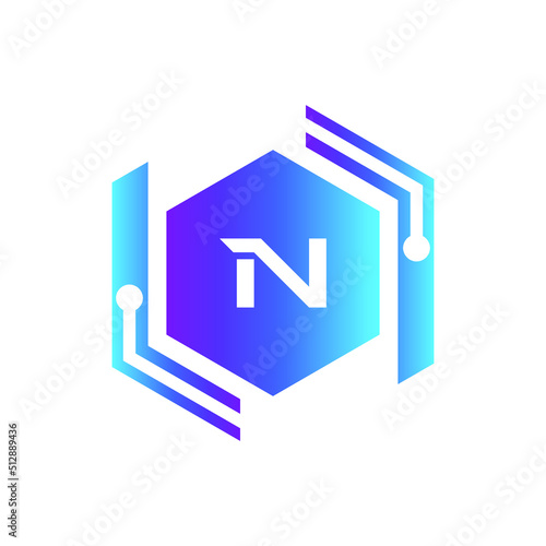 Creative Letter N logo design with point or dot symbol