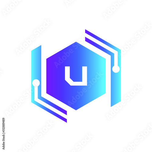 Creative Letter U logo design with point or dot symbol