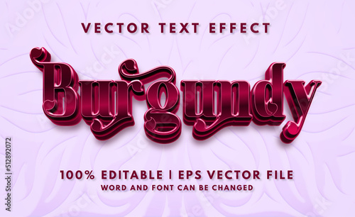 3D Burgundy hairstyle color editable text effect template