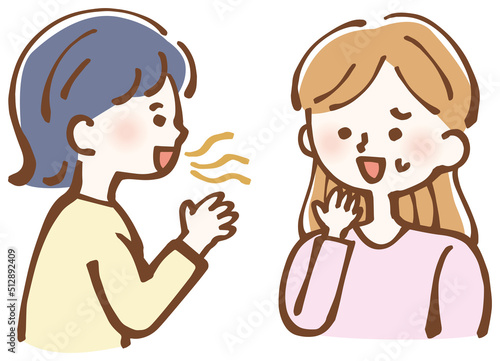 口臭くさい　女性　イラスト