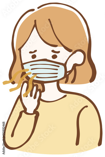 口臭くさい　女性　イラスト