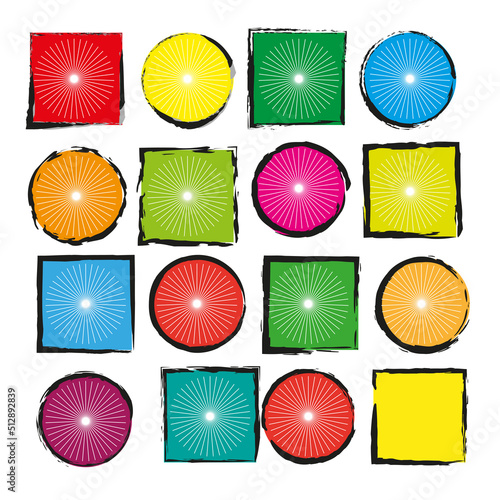 colorful frame shapes. Print design. Vector set. Line art. Vector illustration. stock image.