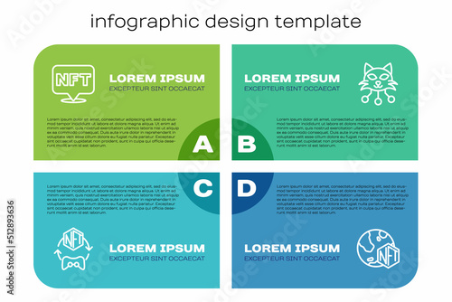 Set line NFT Digital crypto art, and . Business infographic template. Vector