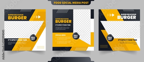 Culinary food menu or restaurant promotion menu for social media post square flyer banner template