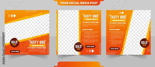 tasty bbq menu or restaurant promotion menu for social media post with editable photo template