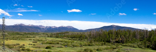 Ultrawide panorama of the Illinois River in a meadow in Medicine Bow-Routt National Forest in Colorado © Martha Marks