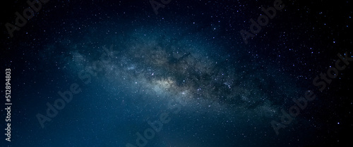 Milky way on black blue night. Tranquility concept.