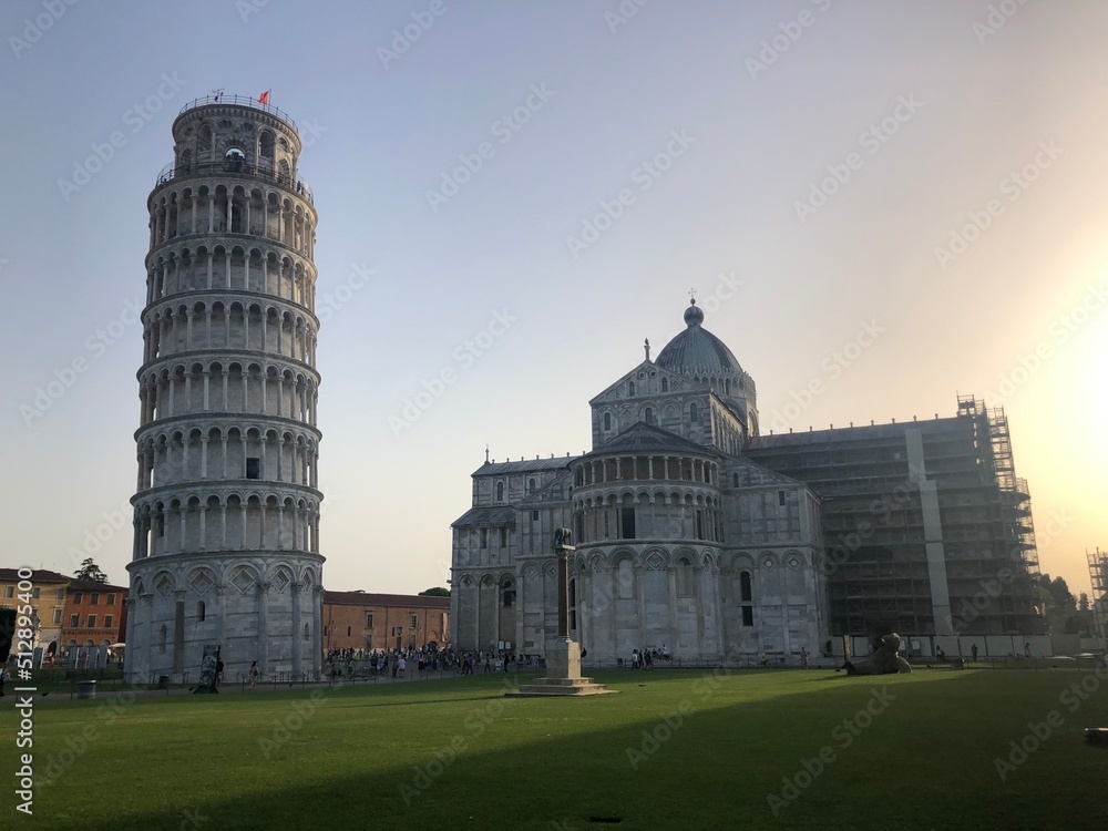 Leaning tower of Pisa and Cathedral of Pisa, Tuscany, Italy, Europe.