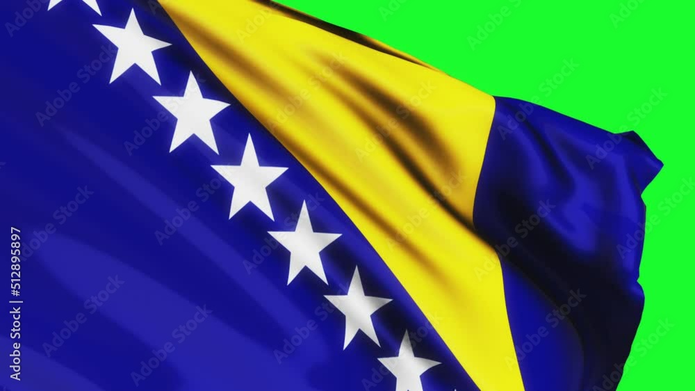 Loop of Bosnia and Herzegovina flag waving on green screen texture ...