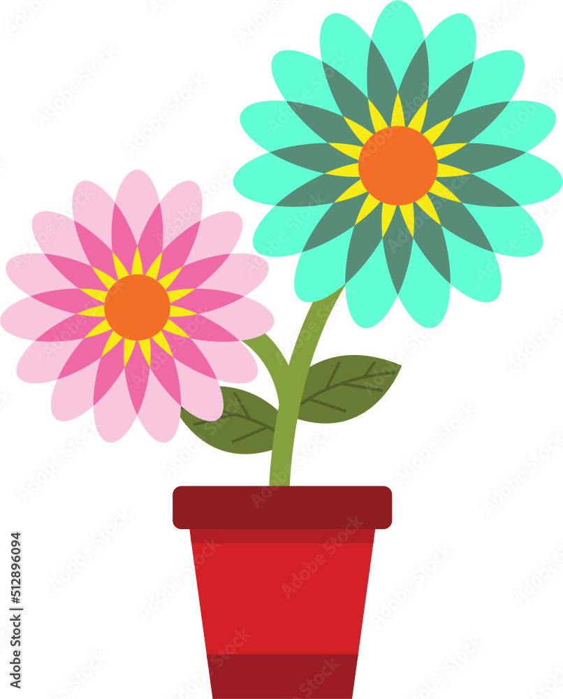 Potted Flower Cartoon Illustration Potted Flower Cartoon Illustration