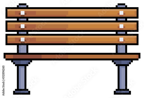 Pixel art park bench and square. urban furniture vector icon for 8bit game on white background
