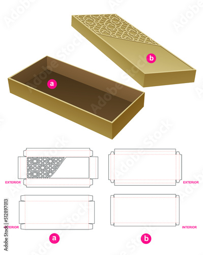 Arabic pattern packaging box die cut and 3D mockup