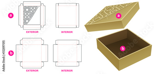 Arabic pattern packaging box die cut and 3D mockup