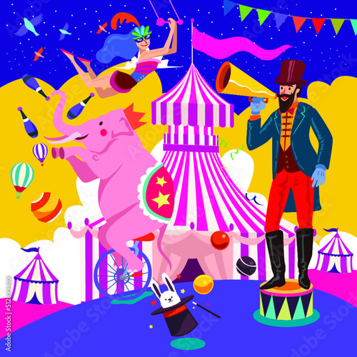 Circus acrobatic carnival festival fun colourfull party