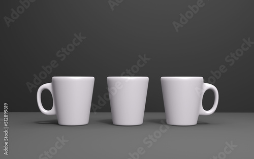 Mug on black background mock up 3d rendering
