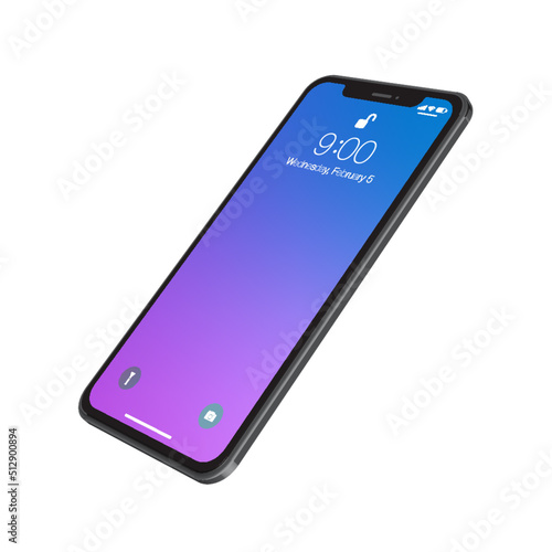 iphone vector illustration. gradient mobile phone front  screen mockup editable template 