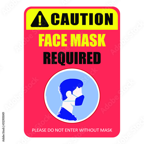 Face Mask required Poster - No Entry -  Face  Mask Required Sign -  Please do not enter without a face mask
