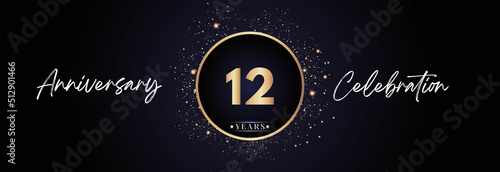 12th years anniversary celebration for brochure, banner, happy birthday, wedding, greetings, ceremony, graduation, invitation card. 12 Year Anniversary Template Design Vector.