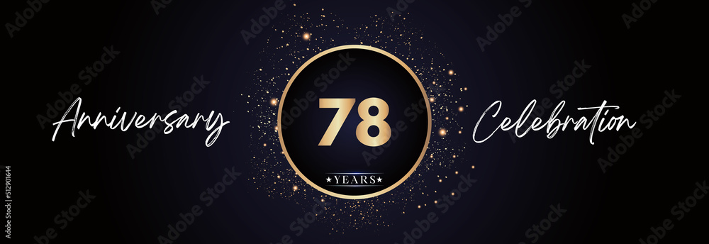 Naklejka premium 78th years anniversary celebration for brochure, banner, happy birthday, wedding, greetings, ceremony, graduation, invitation card. 78 Year Anniversary Template Design Vector.