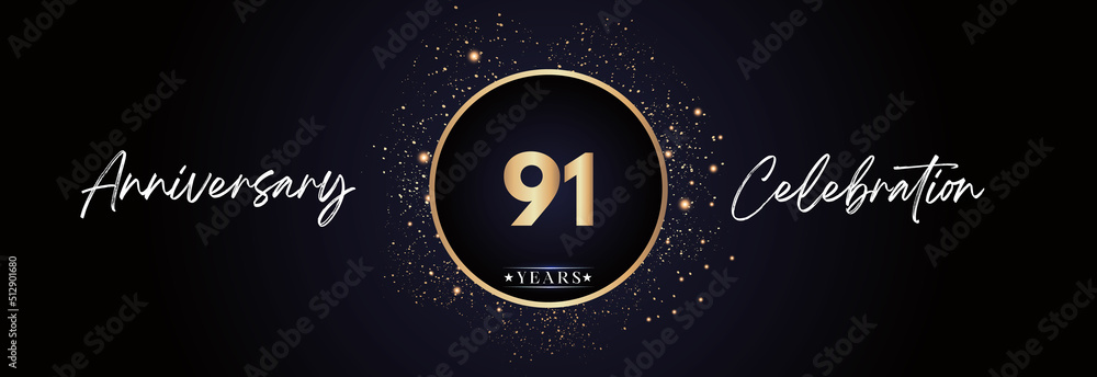 91th years anniversary celebration for brochure, banner, happy birthday, wedding, greetings, ceremony, graduation, invitation card. 91 Year Anniversary Template Design Vector. 91th years anniversary celebration for brochure, banner, happy birthday, wedding, greetings, ceremony, graduation, invitation card. 91 Year Anniversary Template Design Vector.