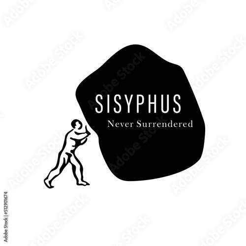 Schilderij op canvas Sisyphus Never Surrendered image is ideal as a logo element and as a motivationa