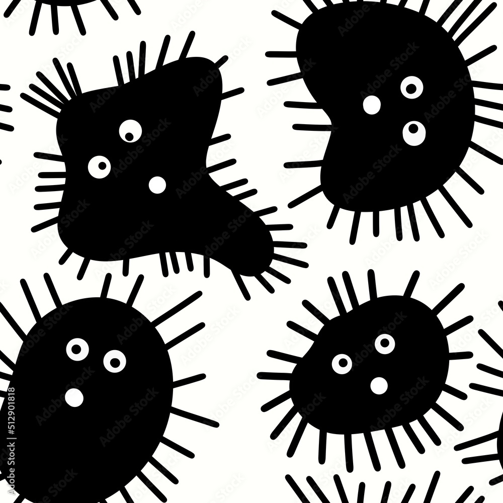 Seamless hand drawn black and white Halloween pattern with cartoon ghost skull bones pumpkin bat. Cute minimalist background for kids party invitation tesxtile wrapping paper. October nursery print. Seamless hand drawn black and white Halloween pattern with cartoon ghost skull bones pumpkin bat. Cute minimalist background for kids party invitation tesxtile wrapping paper. October nursery print.