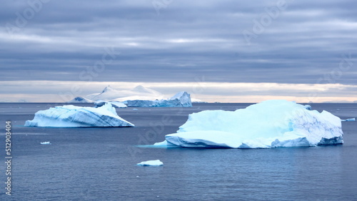 Icebergs in a bay at Portal Point, Antarctica